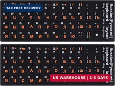 2PCS Russian Keyboard Stickers, Russian-English Keyboard Letters Replacement Sti