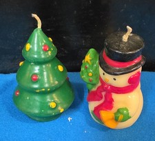 Snowman Christmas Tree Candles 3 Vintage NOS