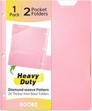 Fits 3-Ring Binder, Plastic Heavy Duty, 2-Pocket Folders with Pockets