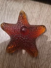 Vintage Blenko Amber Glass Starfish Paperweight w Sticker Art Glass Brown