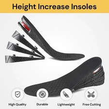 Height Increase Insoles, Adjustable Breathable for Men Women Black 