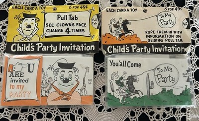 VINTAGE 1940s-50 RETRO KIDS BIRTHDAY PARTY INVITATIONS New, Never Opened
