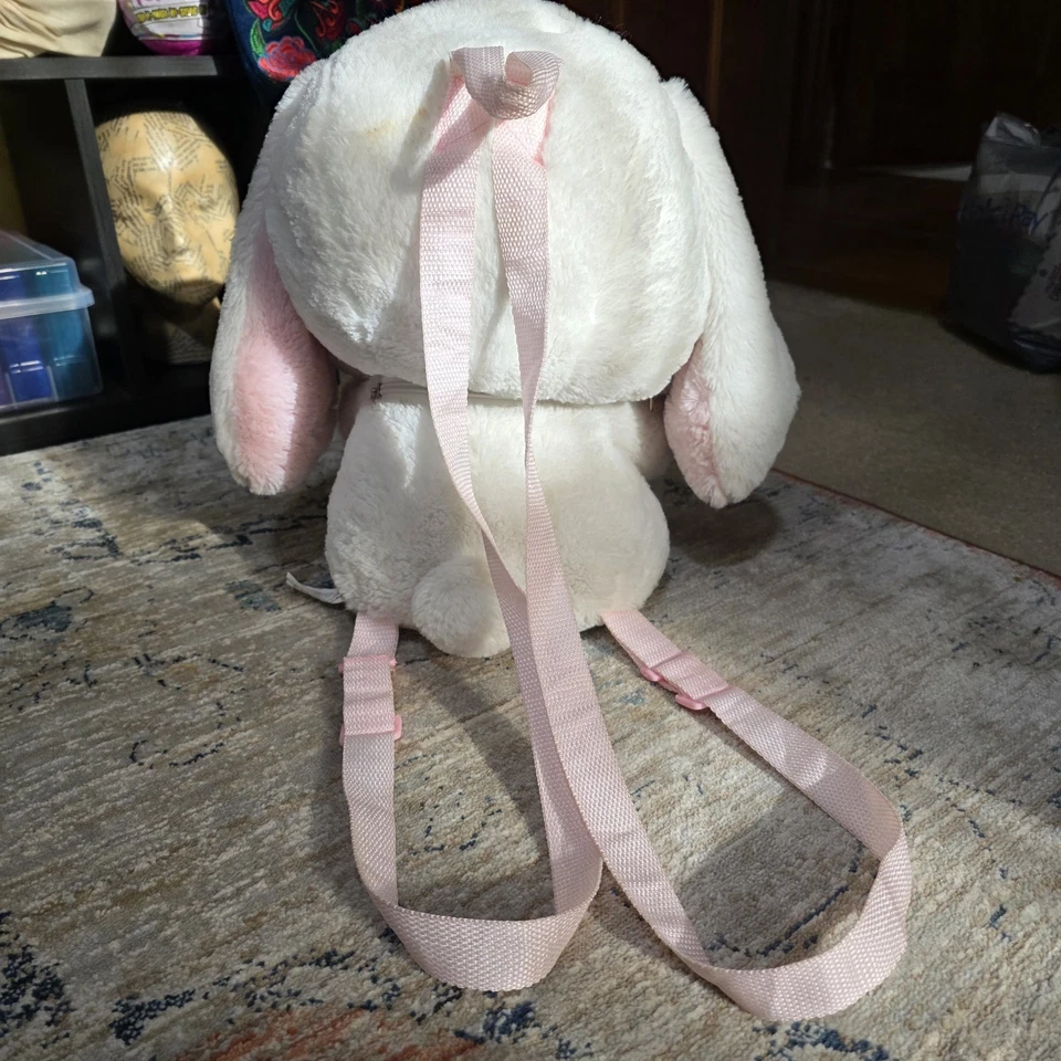 White Bunny Backpack Plush 16" with 2 pockets - Image 3 of 4