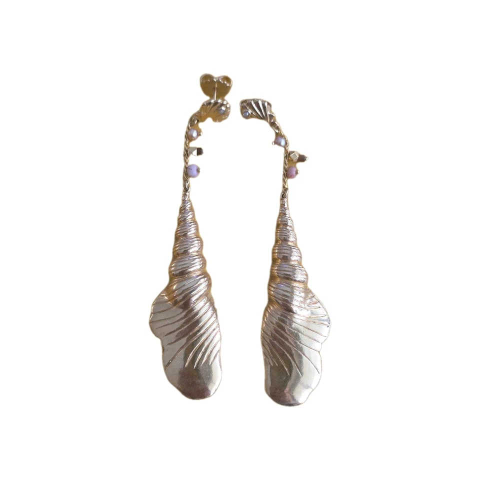 PRECIOSOS ARETES CONCHA CHAPADOS EN ORO AMARILLO BIJOUX GAS VINTAGE MÁS RAROS Foto 3 de 4