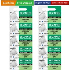 371 SR920SW 1.55V 0% Hg Silver Oxide Watch Battery 10 Batteries Made in Japan...