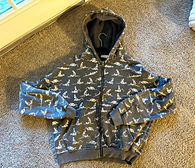 TeamSesh Unisex S Gray SkeletonLove Graphic Print Hooded Full Zip Hoodie
