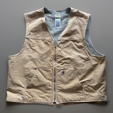 Mens Carhartt V26 CML Fleece Sherpa Lined Washed Duck Vest 2XL XXL Camel