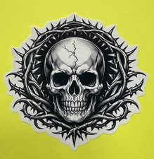 3 inch Thorn Crown Skull Gothic Vinyl Sticker Dark Skull Decal