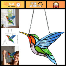 Handcrafted Tiffany Style Stained Glass Hummingbird Window Panel Sun Catcher Dec