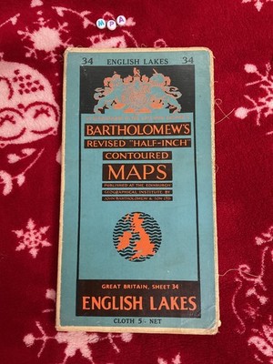 Vintage Bartholowmew's Half-Inch Contoured Map- RARE ENGLISH LAKES