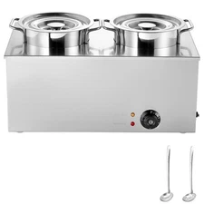 Soup Warmer 2*6.34Qt Pot Commercial Soup Station Kettle Food Warmer Bain Marie