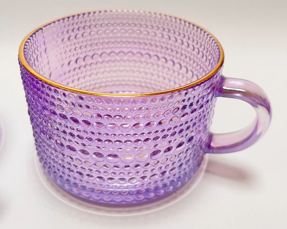 Cupcakes y Cachemira Juego de 2 Piezas Púrpura Hobnail Taza de Café de Gran Tamaño Taza 3"x4" Foto 3 de 4