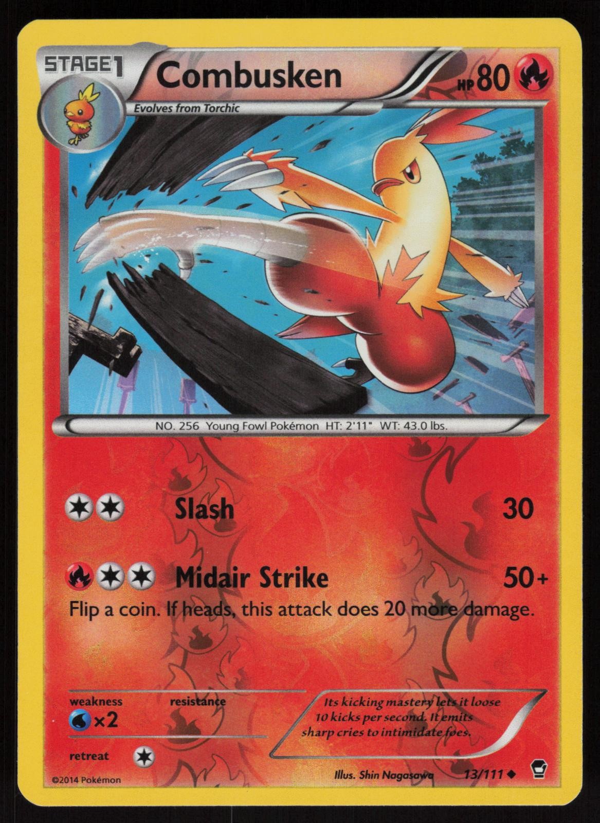 Combusken 13/111 Uncommon Furious Fists Pokemon Reverse Holo Near Mint