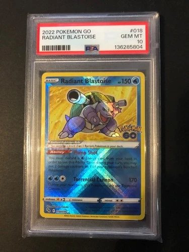 PSA 10, Radiant Blastoise - 018/078 - Pokemon Go Sword & Shield Radiant Rare NM