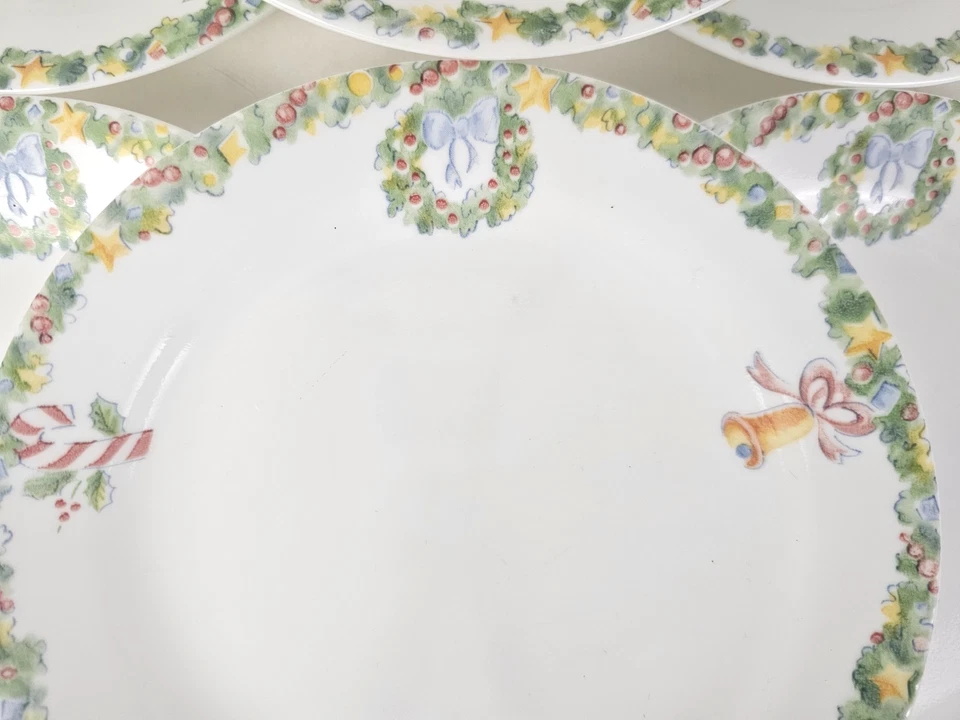 6PC Corelle By Corning Christmas Joy 7" Salad/Dessert Plates Wreath Swag Border - Image 4 of 4