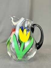 Kosta Boda TULIPA Ulrica Hydman-Vallien Hand-Painted Glass 56 oz Pitcher: MINT
