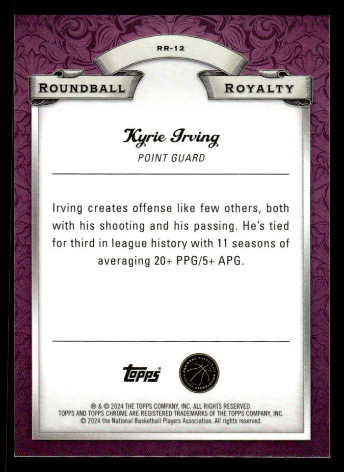 Kyrie Irving 2023-24 Topps Chrome #RR-12 Roundball Royalty Refractor Blue - Image 2 of 2