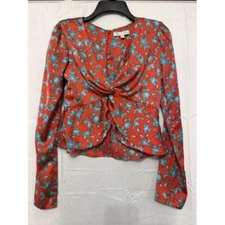 Love, Whit by Whitney Port Women Red Blue Floral Crop Top Size Small 102045A01