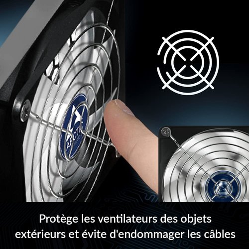 Grille de ventilateur 140 mm - Boîtier CPU Grille de ventilateur, en acier nickelé, débit d'air - Photo 3/12