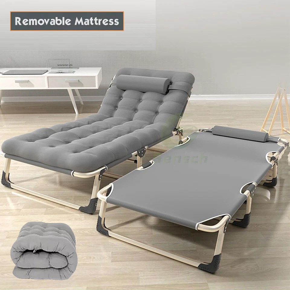 Sonnenliege klappbar Gartenliege mit Kopfkissen + Kissen Liegestuhl Strandliege - Bild 2 von 4