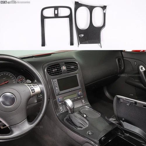Real Dry Carbon Fiber Full Interior Trim Cover Set Fits Corvette C6 2005-2013 - Picture 25 of 33