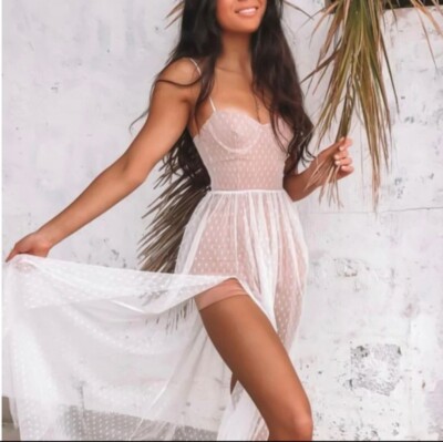 steve madden white dress Steve Madden Women's Liza Sleeveless Halter V-Neck Fit & Flare Dress - Birch White