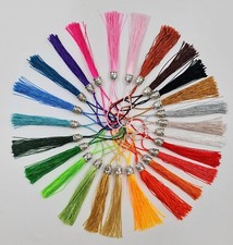20pcs Vintage Silver Bookmark Tassels - 16cm/6.3 Inch Silky Blue Tassels With Loops For DIY Crafts & Jewelry - View #9