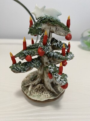 Vintage  Nuova Capodimonte Italian Porcelain Christmas Tree w/Candles Decor EUC