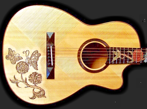 Acoustic Parlor Guitar Handmade by Blueberry Butterflies Pre-Order 90 Days - Picture 5 of 17