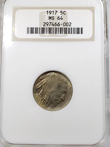 1917 Buffalo Nickel 5 Cent NGC MS 64 old holder 