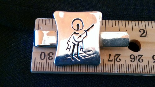 Fermasoldi o fermacravatta chitarrista Mariachi argento sterling vintage - Foto 8 di 8