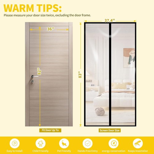 Transparent Insulated Door Curtain, Sunmoxia Magnetic 36" x 82", - Picture 5 of 7