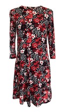 M&S Collection Black Mix Ditsy Pansy Print Stretch Tunic Dress Size UK 10