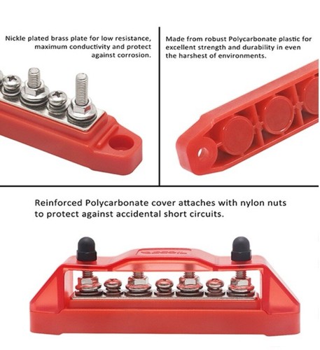 BBS43-R Bus Bar 4 x 1/4”Studs, 3 x #8 Screw Terminals Power Distribution Block⚡️ - Picture 4 of 5