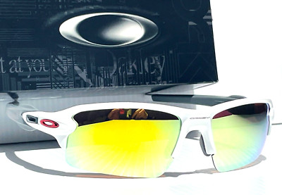 Oakley FLAK 2.0 Shiny White and Red w POLARIZED Galaxy Gold Len Sunglass 9188