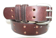 Boy's Medium 24" Double Hole Brown Genuine Leather Belt