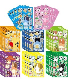 16 Pages! Bluey - DIY Sticker Book Interactive Kids Parents Favors Gift Bday