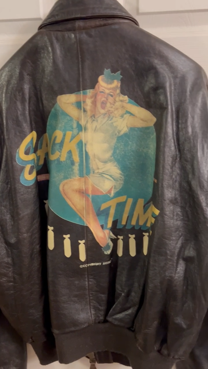 ✰ SACK TIME Nose Art ✰ AVIREX Replica A-2 Leather Flight ✰ SACK TIME Nose Art ✰ AVIREX Replica A-2 Leather Flight