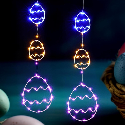 2 Pcs Window Light Decor 35.4 Inch 48 LED Easter Egg Lights for Easter Window De - Picture 4 of 12