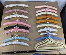 Vintage Padded Satin Boudoir Lingerie Clothes Hangers Colorful 80s Lot of 20
