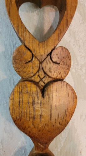 Hand Crafted Welsh Antique Wooden Love 9" Spoon w/ Hanging Loop - Picture 2 of 9
