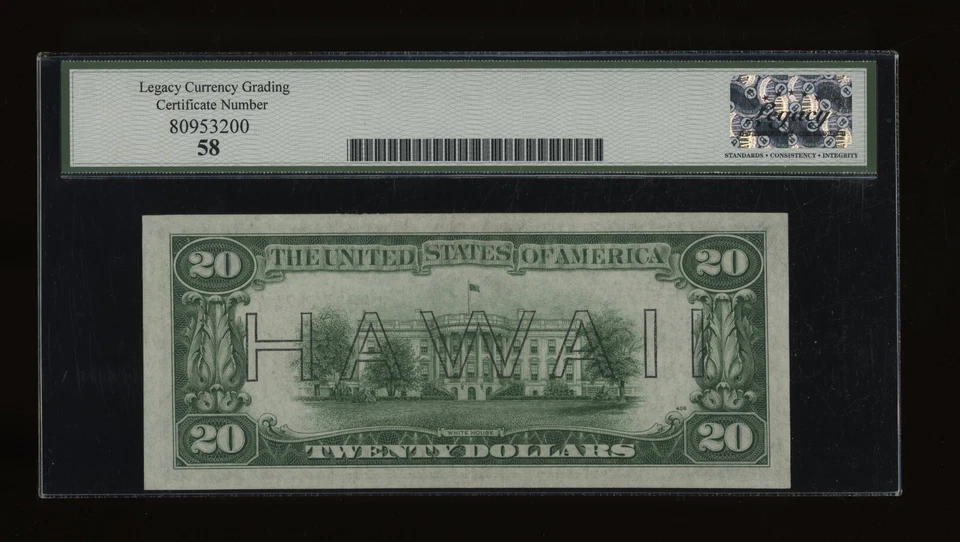 DBR 1934-A $20 FRN Hawaii Fr. 2305 Legacy 58 Serial L88372174A - Image 2 of 2