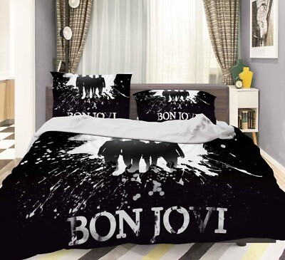 3D Bon Jovi Quilt Cover Set Bettbezug Bettwäsche Kissenbezüge