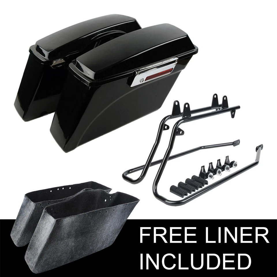 Яркие черные седельные сумки седельные сумки + кронштейны для переделки подходят для Harley Softail - Изображение 2 из 4