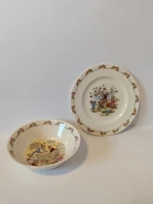 Bunnykins Royal Doulton Children's Ceramic 8" Plate and Bowl Dinnerware Set