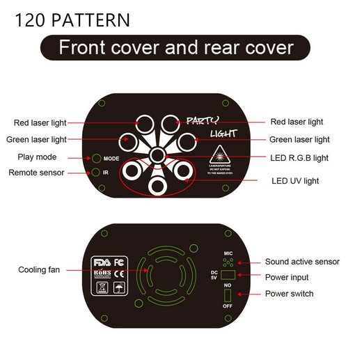 60/120 Pattern RGB Portable LED Stage Laser Lights DJ KTV Projector Disco Lamp - Picture 17 of 18