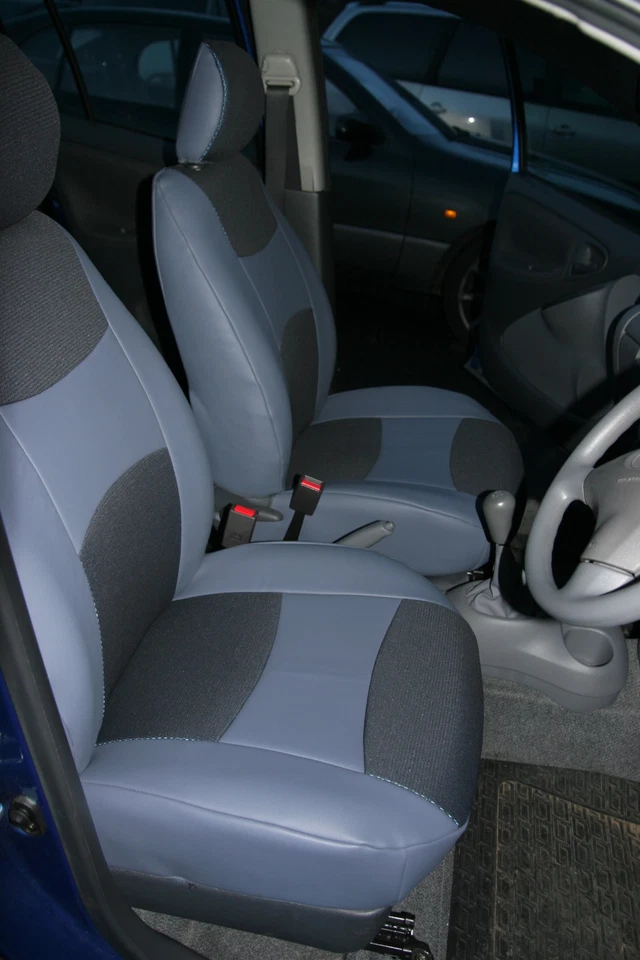 TOYOTA YARIS LEATHERETTE & FABRIC CUSTOM MADE HIGH QUALITY CAR SEAT COVERS - Изображение 3 из 4