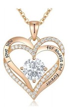 HESHPAWS Love Pendant Necklaces for Women with Birthstone Zirconia