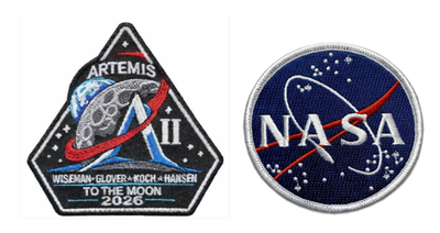 Nasa Space Artemis 2 Mission to the Moon iron on 3.5 inches and