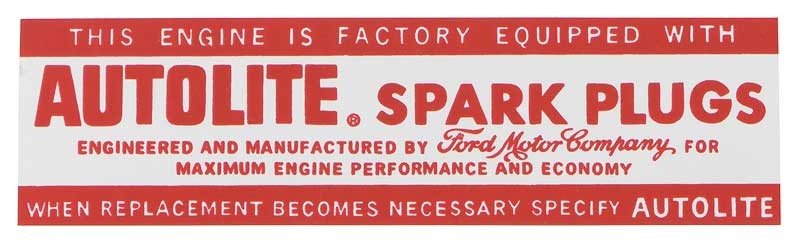 1964-67 Mustang 6 Cylinder Autolite Spark Plug Air Cleaner Decal